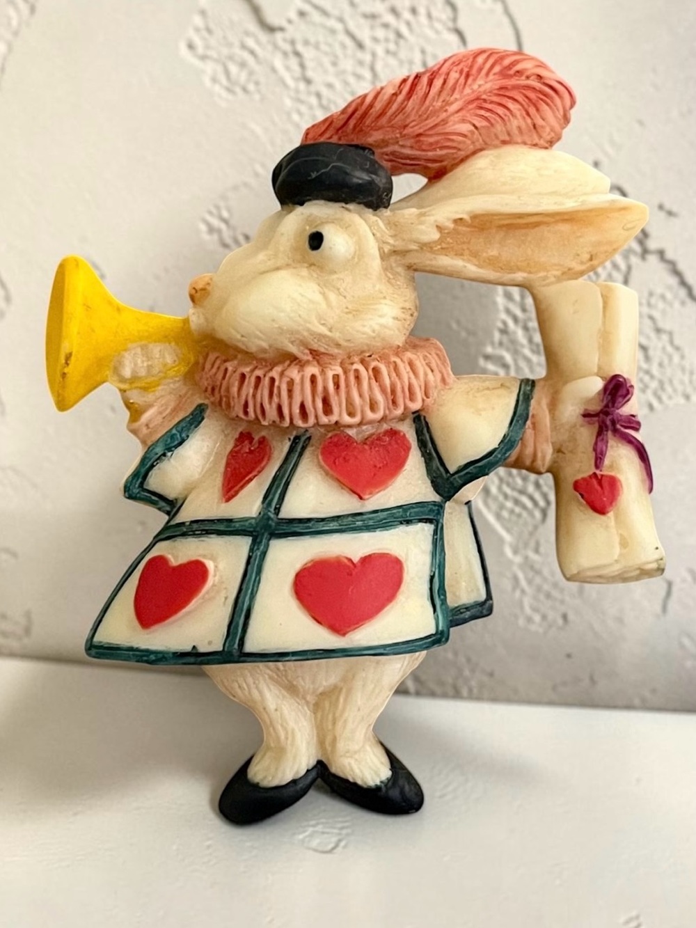 Rare Ralph Massey "White Rabbit" hand-painted resin brooch Alice in Wonderland